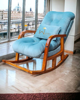 Rocking Chair Colonial and Traditional Super Comfortable Cushion Chair (Natural Polish) - WoodenTwist